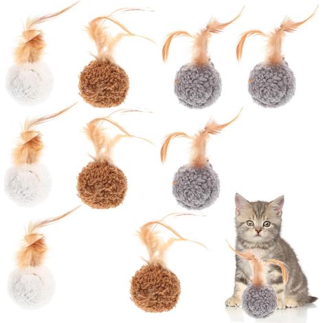 Durable Plush Cat Ball, Pack of 9 (1/5)