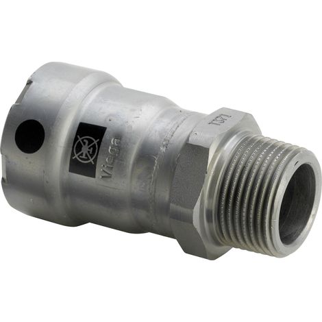 Viega raccordo di transizione Megapress, DN 15, R 1/2 acciaio non legato, rivestimento zinco-nichel Modello 4211, 695279