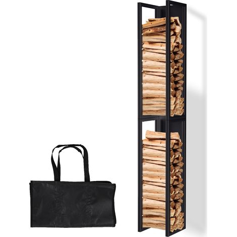 Jiubiaz étagère à bois de cheminée aide à l’empilage 25×25×160cm en métal pour salon rangement pour bois de chauffage (1/5)