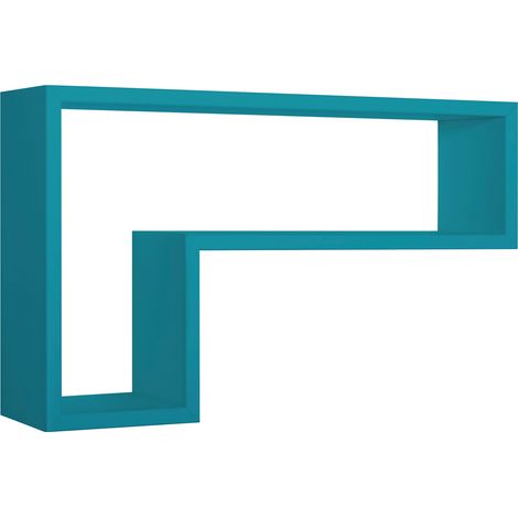 Mensola da Parete a Forma di L 61x37x15,5 cm in Fibra di Legno Lettera Blu Atollo (1/5)
