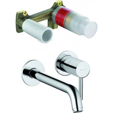 BOZZ Einbauset 2-Loch-Wand-Waschtischmischer, Chrom + Unterputzkörper für 2-Loch-Waschtischmischer (382450576-set)