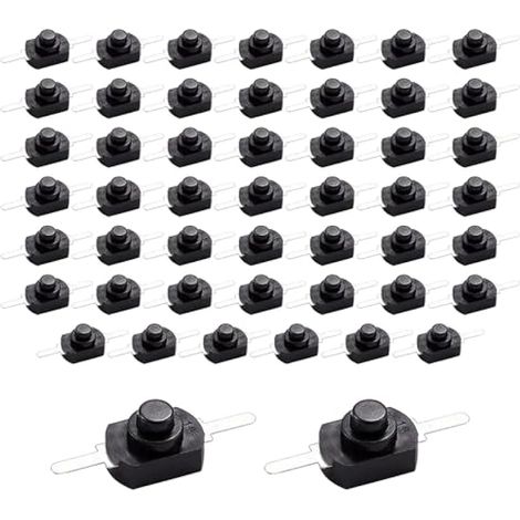 interrupteurs à bouton-poussoir autobloquants 30 V CC 1 A, pour lampe torche, lampe, prise murale, noir (1/5)