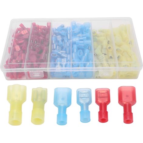 Kit de 200 connecteurs rapides à sertir femelle et mâle en cuivre nylon, pour cosses de câblage automobile. (1/5)