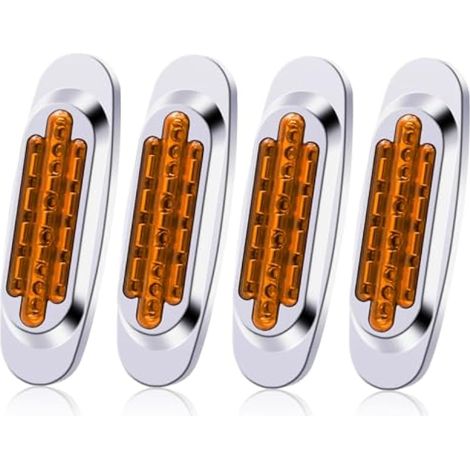 Biqing [High/Low Beam] 4PCS LEDs Feux de Gabarit pour Remorque 24V Ambre, 6.4" Feux de Position Latéraux Feu Latéral Ampoule avec Lunette Chromée pour Voiture Véhicule Camion Remorque Caravane (1/5)