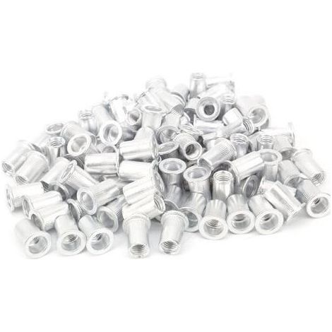 Packung mit 100 M8-Flachkopf-Aluminium-Nietmuttern für Stahl, Legierungen, Kupfer und Kunststoff (1/5)