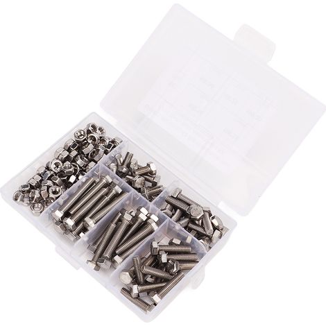 Kit de vis et écrous hexagonaux M5 en acier inoxydable 304 avec boîte de rangement (1/5)