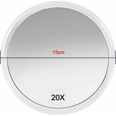Miroir grossissant, 20X Grossissant Miroir avec ventouses (15cm Rond) (1/4)