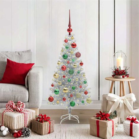 Weihnachtsbaum mit 150 LEDs mit Ständer Silber 120 cm PET
