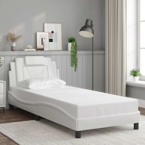 Cadre de lit Viana sans matelas blanc 90x200 cm similicuir (1/5)