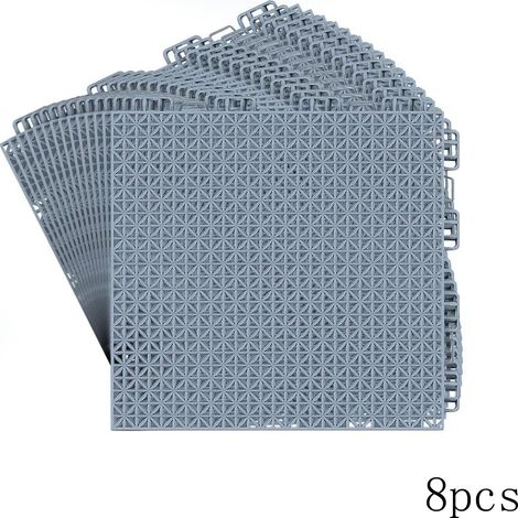 8 dalles emboîtables, revêtement de sol suspendu pour aires de jeux avec tapis de drainage perforés (1/5)