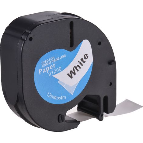 Recharges de ruban d'étiquettes autocollantes 91200, impression noire sur papier blanc, 12 mm x 4 m (1/2 pouce x 13 pieds), pour étiqueteuse DYMO LT-100H, 1 rouleau (1/3)