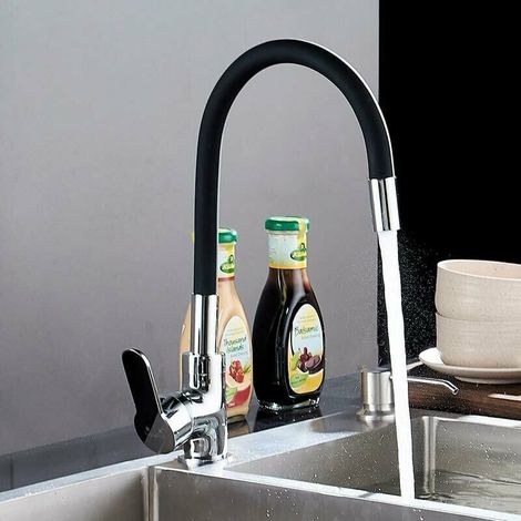 Robinet de cuisine avec bec flexible, mitigeur d'évier monocommande, chromé, en exclusivité chez