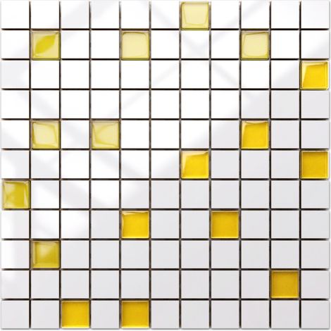 Ilcom Keramikmosaik mit Glaseinsätzen für Bad oder Küche 30cm x 30cm - Yellow mandarin (1/4)