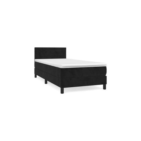 Sommier à lattes de lit avec matelas Noir 100x200 Velours (1/5)