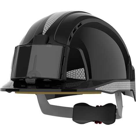 JSP – Casque evolite noir norme EPI – Confort léger – Harnais ajustable pour sécurité optimale – Protection grand vent