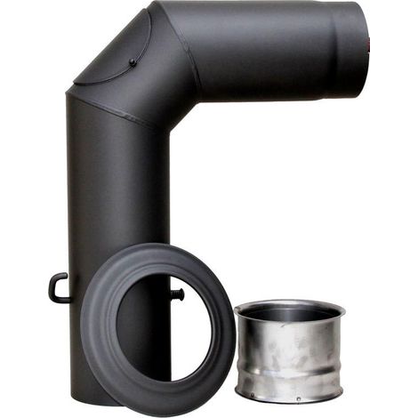 FireFix Ofenrohrset 90, Ø 150 mm schwarz Kamin Winkelrohr Rosette Wandfutter (1/3)