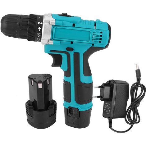 Tournevis électrique sans fil avec batterie Li-ion 12 V, perceuse à 2 vitesses, prise UE 110-220 V, 1 batterie