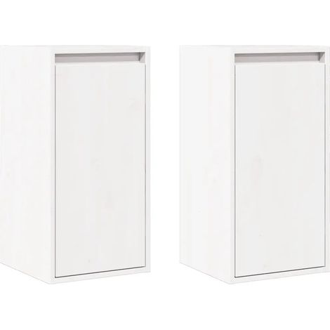 Conjunto de 2 armarios de pared 30 x 30 x 60 cm almacenamiento decorativo estilo moderno madera de pino blanco 020048090 (1/5)