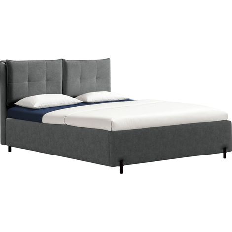 Selsey Belleo – Polsterbett 140x200 mit klappbaren Rückenkissen, wasserfester Chenille und Stauraum, Dunkelgrau