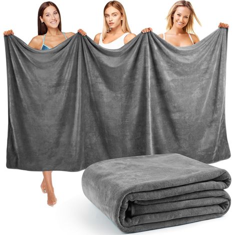 Serviette de bain XXL 105 x 200 cm – Extra-épaisse, idéale pour le sauna et la plage – Unisexe (adulte) – Très absorbante, ultra-douce (Gris) (1/5)