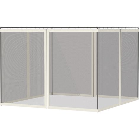 Set mit 4 Moskitonetzen mit Reißverschluss, 3x4m, für Gartenpavillon und Gartenlaube + Befestigungshaken
