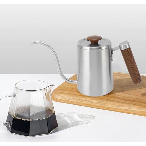 Cafetière en acier inoxydable 304 avec infuseur à filtre et bec verseur étroit, 600 ml, finition sablée (1/5)