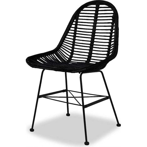 Maison Exclusive - Esszimmerstühle 4 Stk. Natur Rattan Schwarz (1/5)