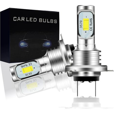 Ampoules LED H7 pour feux antibrouillard, feux de route, feux de croisement et phares sans ventilateur, 6000K blanc froid, puces CSP, Play and Plug, remplacement des ampoules halogènes (Pack de 2) (1/5)