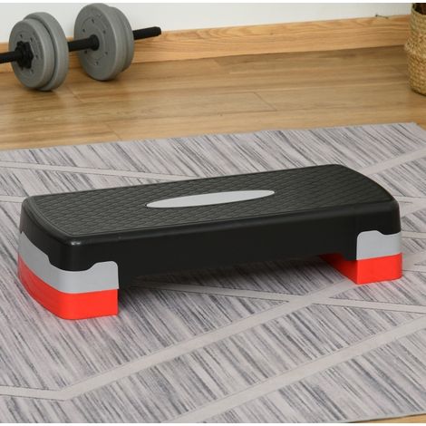 Aerobic-Stepper, 2 Höhenstufen, 68 x 29 x 15 cm, Kunststoff, schwarz/grau, HAVRYA