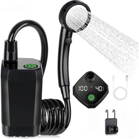 Douche électrique extérieure portative, douche de Camping 6000mAh, affichage numérique Intelligent plein écran Rechargeable pour Camping randonnée (1/5)