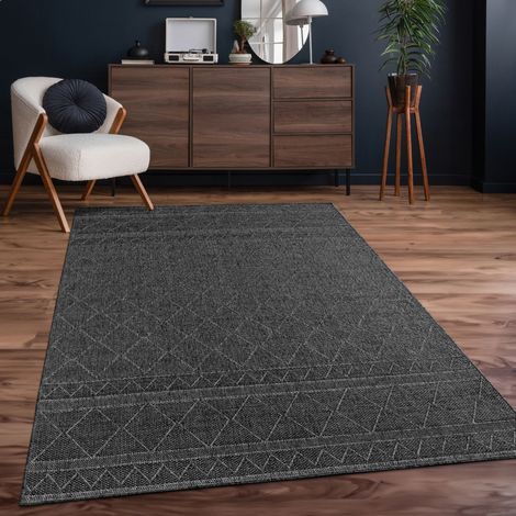 Paco Home Tappeto Per Esterno Da Balcone Terrazza Tappeto Cucina Moderno Boho Etnico 200x280 cm, Antracite 2 (1/5)