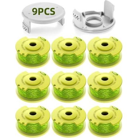 11er-Packung aktualisierte Modellspulen-Trimmerfaden, geeignet für Ryobi One +18V, 24V, 40V Trimmer, Ø2,0mm und 3,5m Länge AC14RL3A Trimmer-Ersatzteile (9 Spulen, 2 Abdeckungen) (1/5)