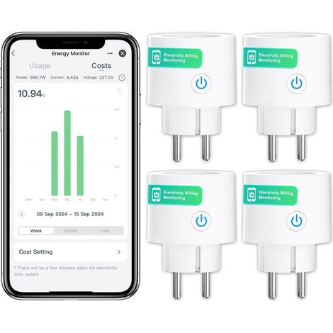 Shine Home Lot de 4 Prises Connectées WiFi 16A pour Solaire & Balcon, Suivi Énergie, Alexa & Smart Life (1/5)