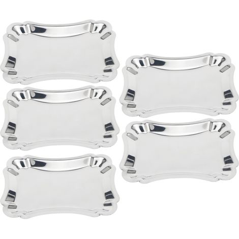 5 Pièces Assiette de Service Rectangulaire en Acier Inoxydable pour Snacks et Desserts, Plateau de Stockage avec Bordure Dentelle, Taille L (1/5)