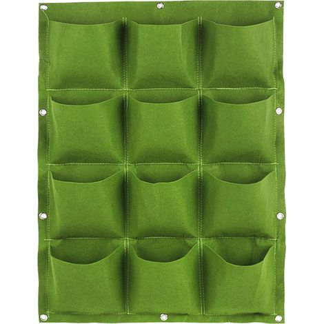 12 vertikale Hängepflanztaschen mit S-Haken, Balkon- und Gartenwand (1/5)