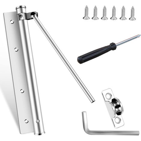 1 - Ferme Porte Automatique - Acier Inoxydable - Réglable Vitesse Et Force - Pour Portes Intérieures Extérieures Bois Métal - Argent - 20x5x4cm (1/5)