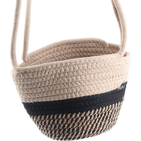 Panier suspendu pour plantes en corde tressée, support de pots de fleurs d'intérieur, rangement suspendu en coton pour plantes