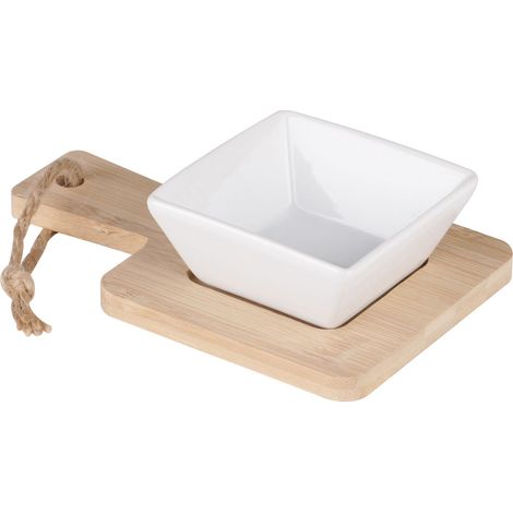 Set apéritif avec coupelle et plateau en bambou