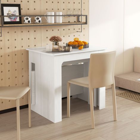 Tavolo da pranzo pieghevole, tavolo da cucina pieghevole allungabile per un massimo di 6 persone, per piccoli spazi, sala da pranzo, bianco