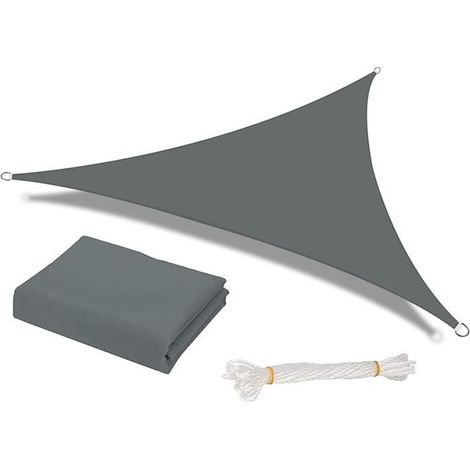 Voile d'ombrage étanche extérieur jardin Patio fête auvent solaire 3x3x3m auvent triangulaire avec corde gratuite gris (1/4)