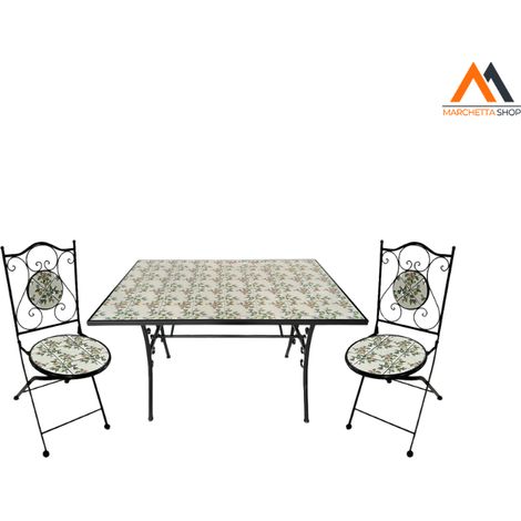 SET TAVOLO MOSAICO DA ESTERNO 'FLORA' cm 120 x 80 x h.75 (ta