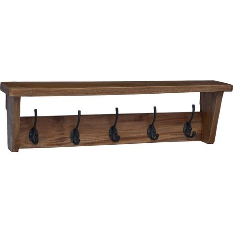 Gruccia Marrone 50 x 10 x 14 cm Legno di Mogano Massello vidaXL (1/5)