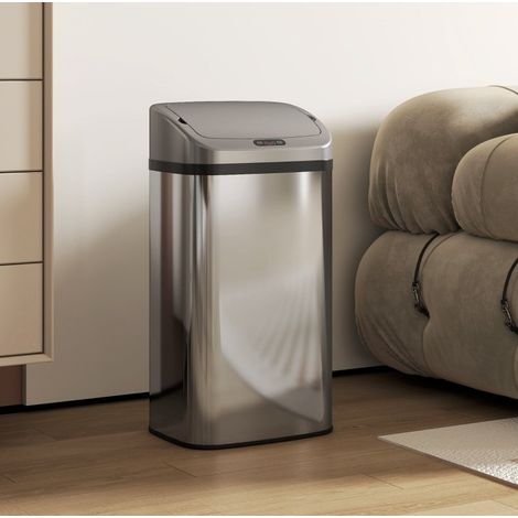 Pattumiera automatica 48 L 33x25x69 cm argento con sensore a infrarossi, inox, senza montaggio (1/5)