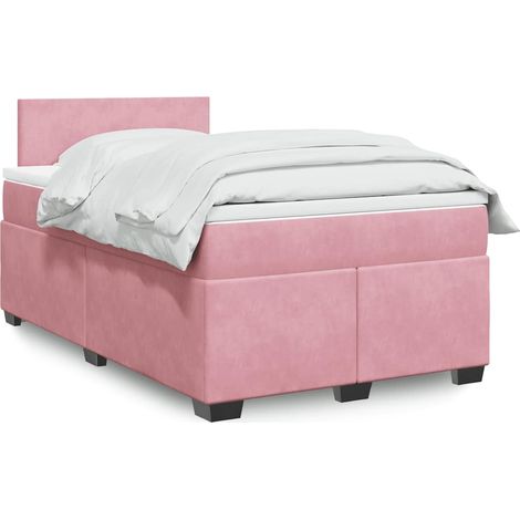 Cama box spring con colchón terciopelo rosa 120x190 cm vidaXL (1/5)