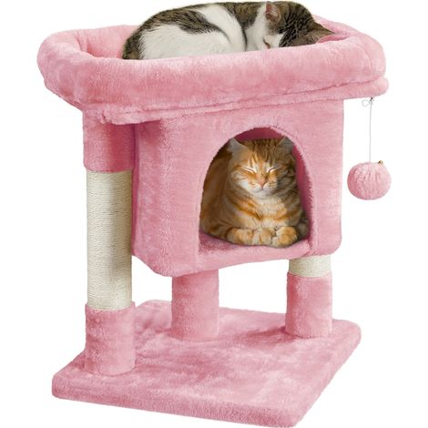 Homevive Árbol Rascador para Gatos Pequeño Torre de Gato Casetas y Condominios para Gatos Mascota Castillo 40x40x59cm ‎Rosa