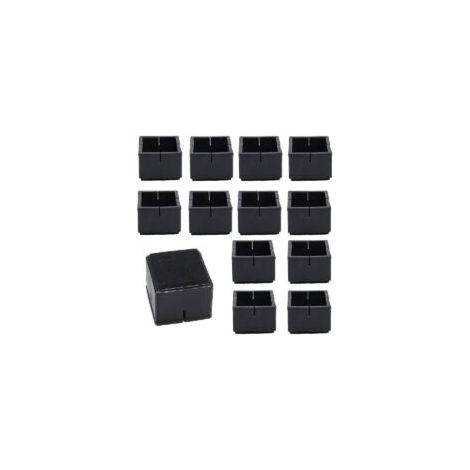 Protectores cuadrados para patas de silla de 12 piezas, 42-48 mm, tapas cuadradas de PVC con almohadillas de fieltro, protectores cuadrados negros para patas de sillas, mesas y sofás - Crezuo