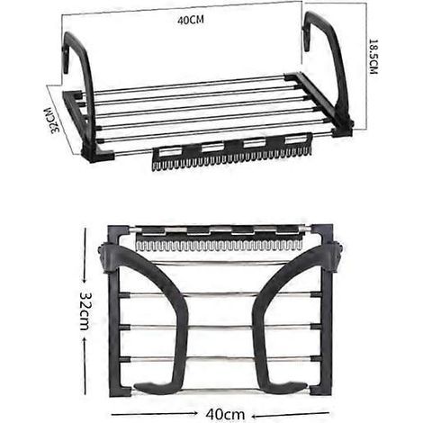 Étendoir à linge pliable en acier inoxydable pour balcon, radiateur ou fenêtre, pour sécher le linge humide avant de le laver (40 x 32 cm) (1/4)