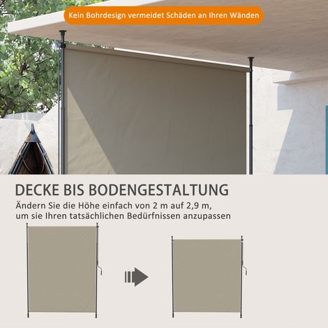 Store latéral réglable sans perçage, manivelle métallique teinte sable, 2 x 2,15-3,05 m (1/4)