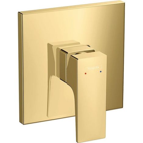 Set de finition pour mitigeur douche encastré, poignée manette aspect doré poli