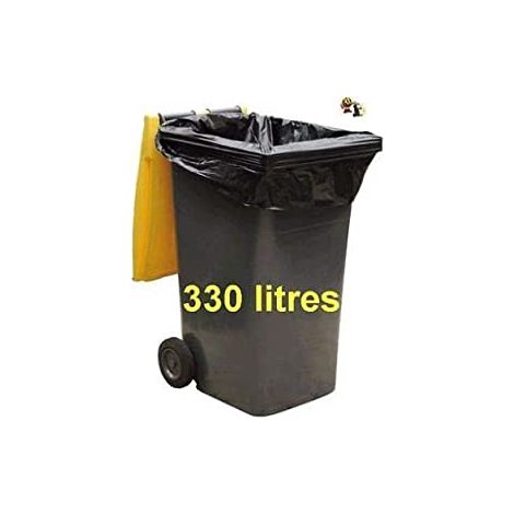 Le Plus De L'Entretien – Sac poubelle noir haute résistance 330 litres – Carton de 100 sacs – Pour chantiers humides et espaces confinés